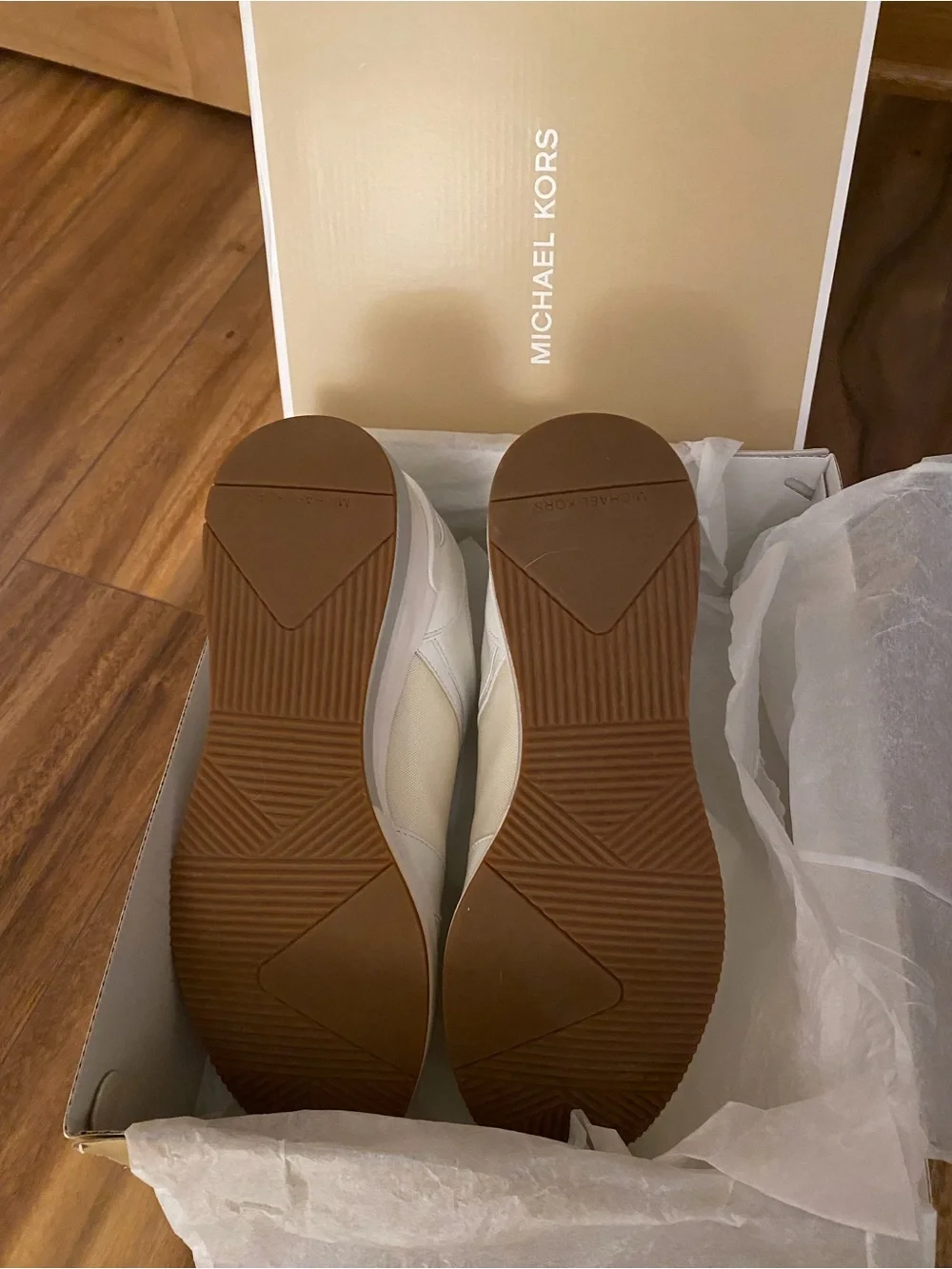 MICHAEL KORS Cream and White Wedge Lace-Up Platform Sneakers